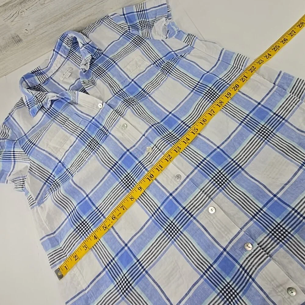 J. Jill Love Linen Plaid Full Button Up Shift‎ Dress WOMEN'S SIZE MEDIUM PETITE. - Picture 14 of 16